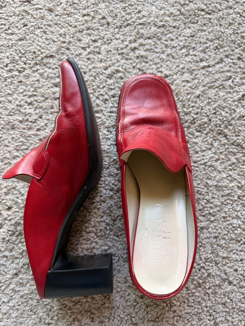 Frank Sarto Red Leather women mules - Picture 3 of 6